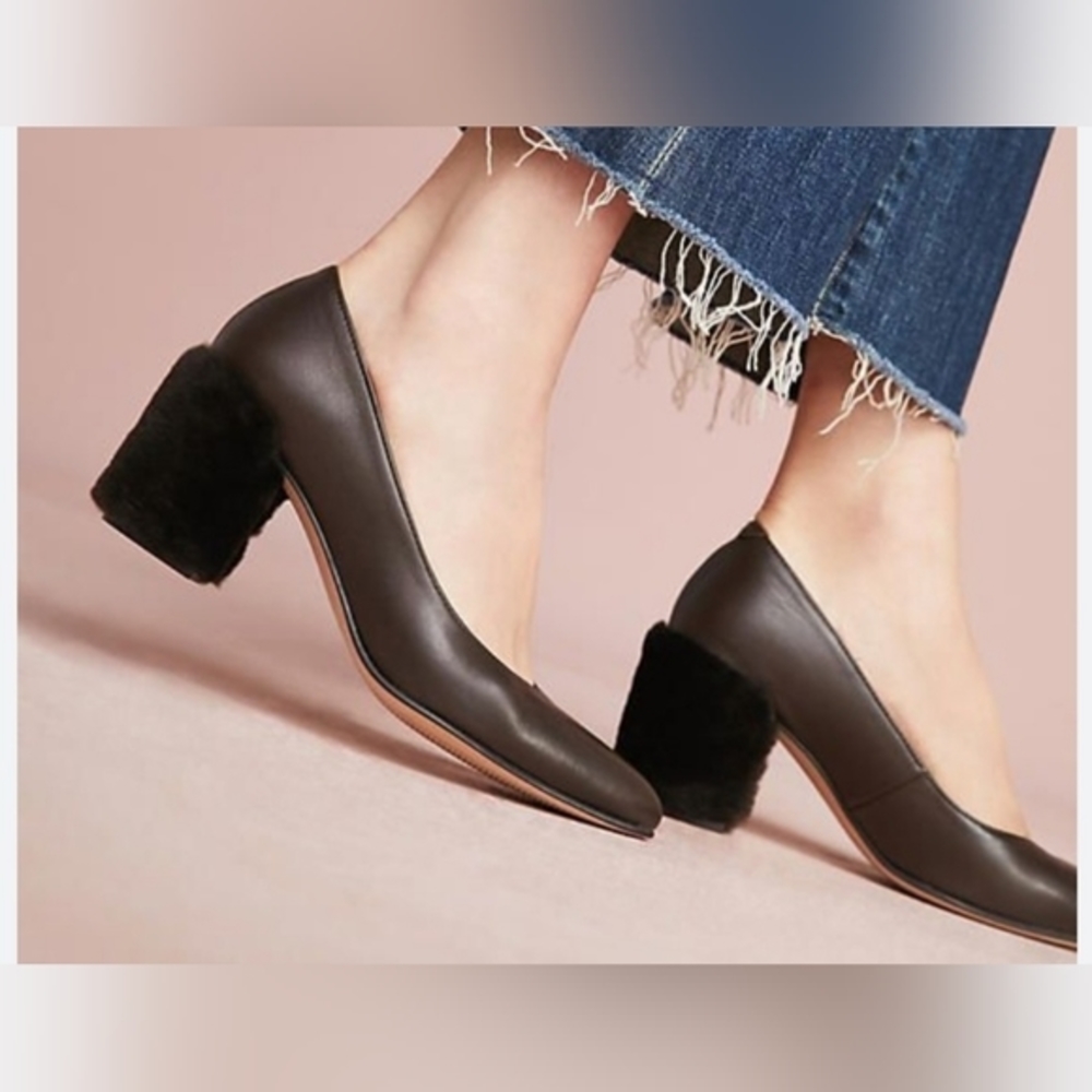 New Carmen Salas Rabab Pumps With Faux Fur Heel Size 38 Brown